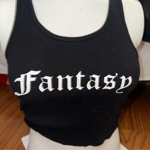 Forever 21 Black Tank Top with White 'Fantasy' Print